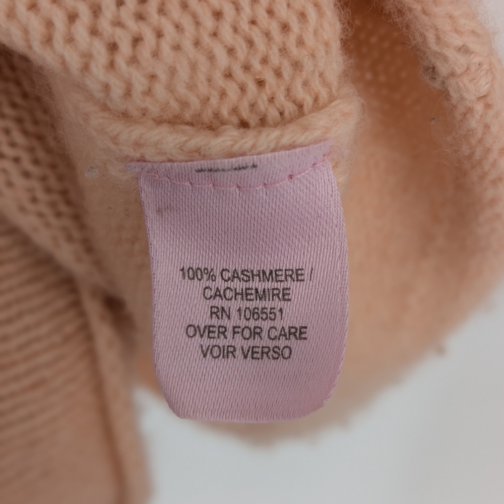 Calypso St. Barth 100% Cashmere Sweater Peach V-Neck Cable-Knit Sleeves Size S - Picture 15 of 15